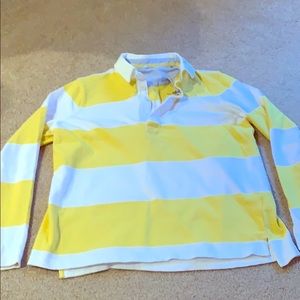 (crown & ivy) yellow and white long sleeve polo